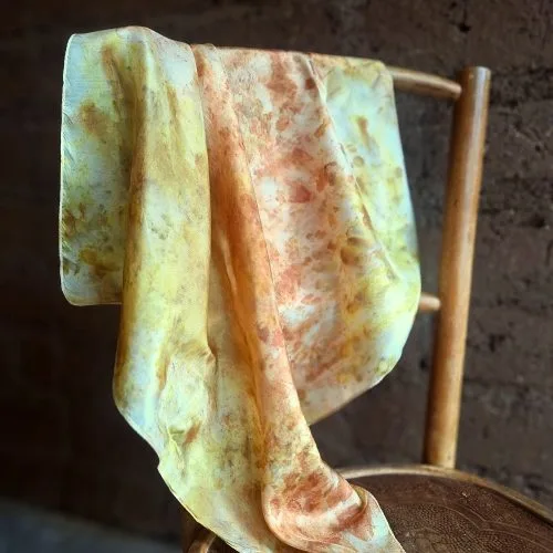 Carré ecoprint oeillet fleurs